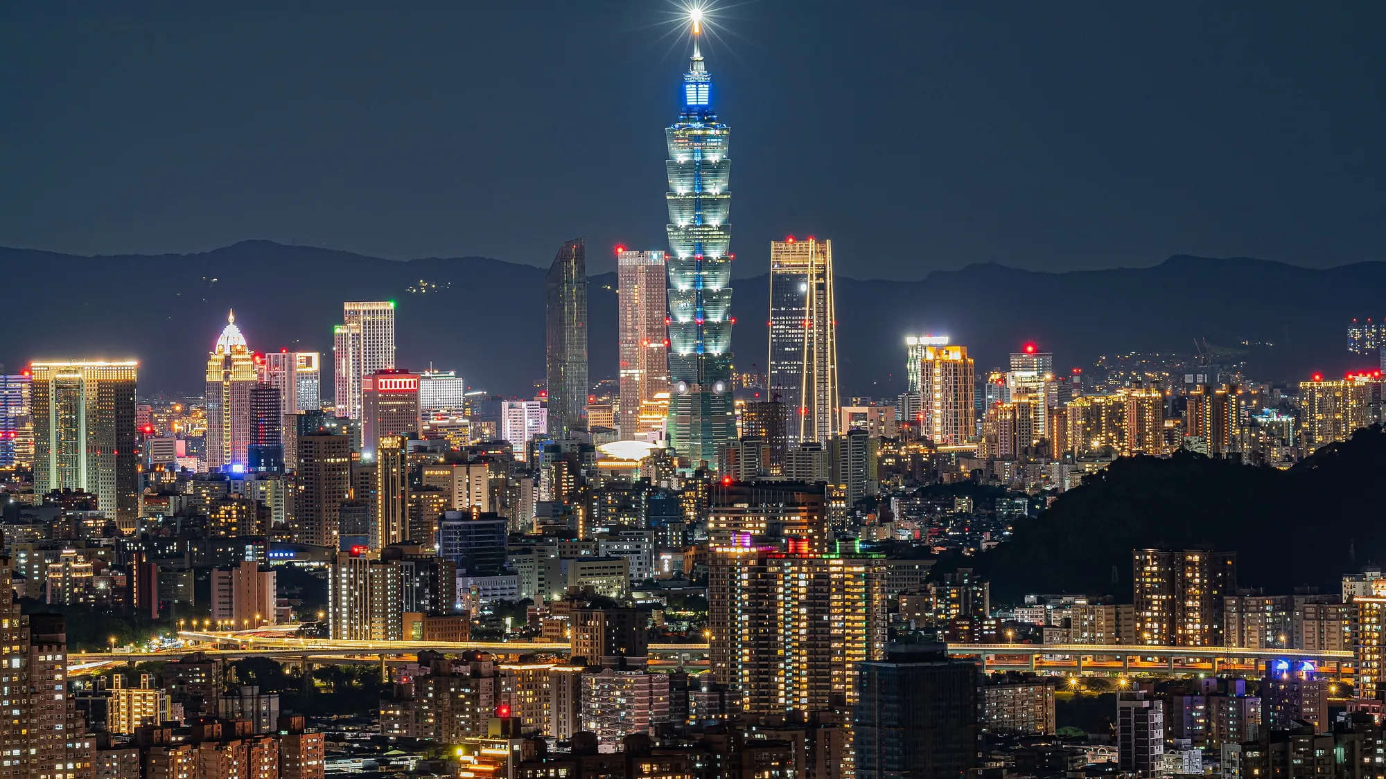 Taipei skyline at night
